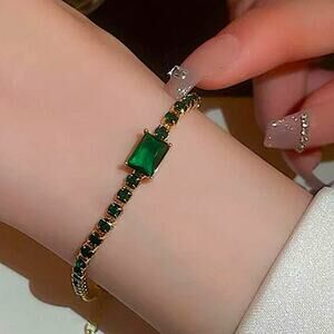 Emerald Gol Plated Zircon Bracelet